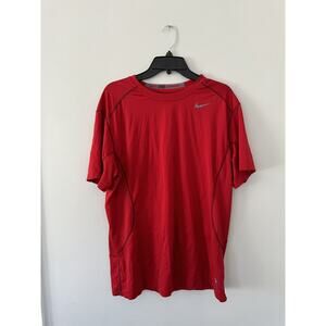 Nike Pro Combat Shirt Mens Large Red Dri-Fit Compression Tee Adult